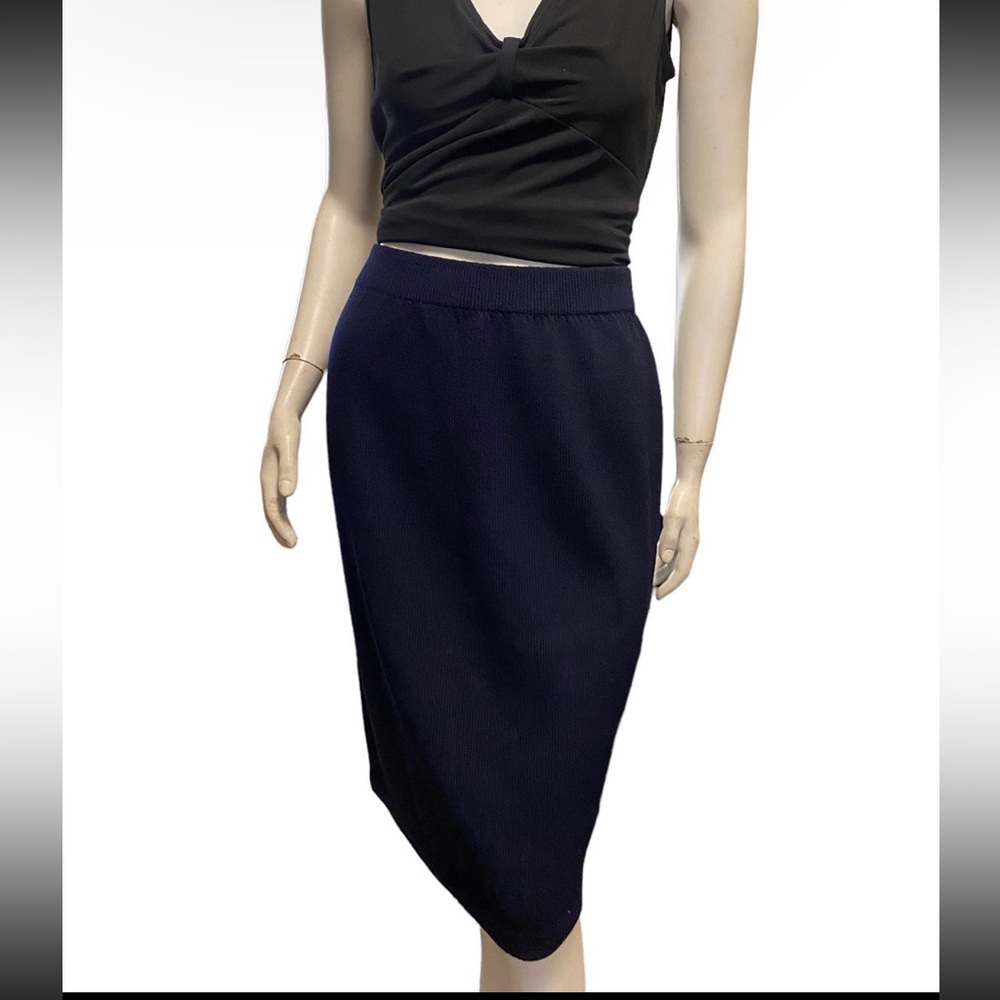 St. John Collection Navy Santana Knit Knee Length Skirt Sz 10